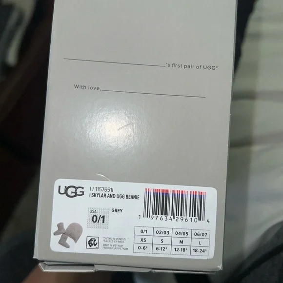 UGG Gray Knit Baby Booties and Hat Set